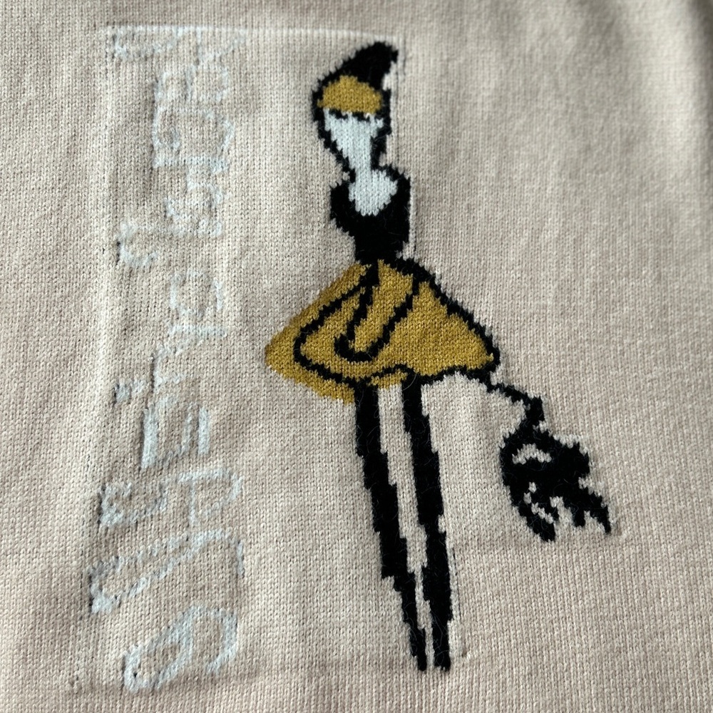 Adorable Cream Sweater with Artistic Design - Picture 3 of 13